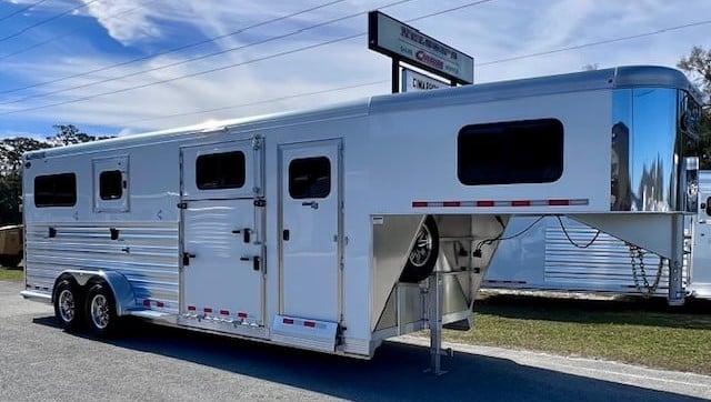 2025 Cimarron Norstar WARMBLOOD 2+1 - White -  3 Horse Straight Load Gooseneck Horse Trailer SOLD!!! 