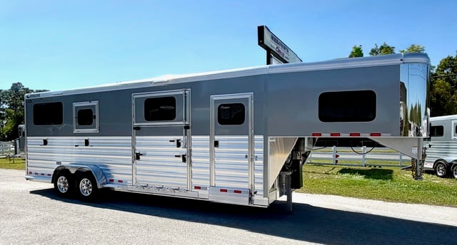 2027 Cimarron WARMBLOOD Silver (2+1)  3 Horse Straight Load Gooseneck Horse Trailer SOLD!!! 