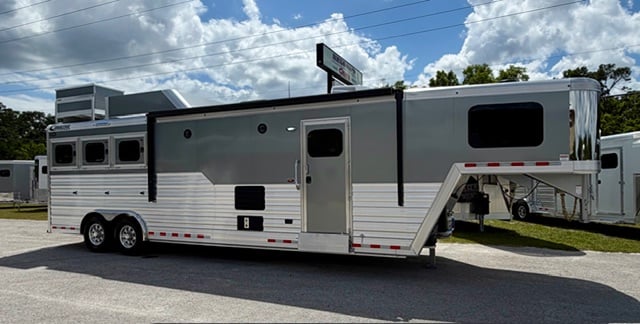 2027 Cimarron Norstar - 12'8 Shortwall -  3 Horse Slant Load Gooseneck Horse Trailer With Living Quarters