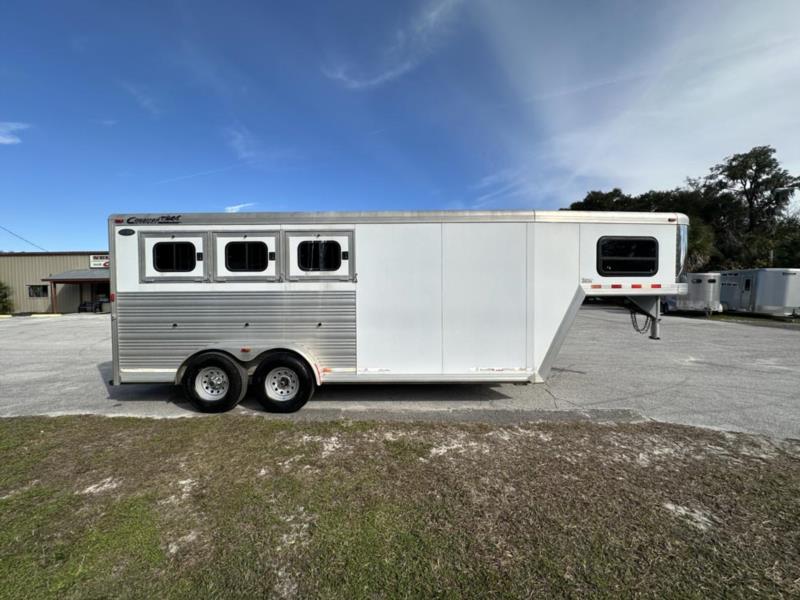2009 Cimarron Norstar - White -  3 Horse Slant Load Gooseneck Horse Trailer